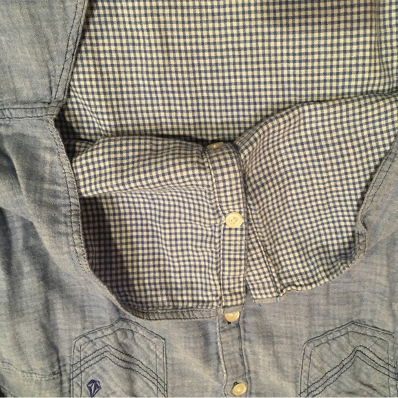 Volcom Blue Denim Cotton long sleeve button up Shirt - Picture 5 of 12